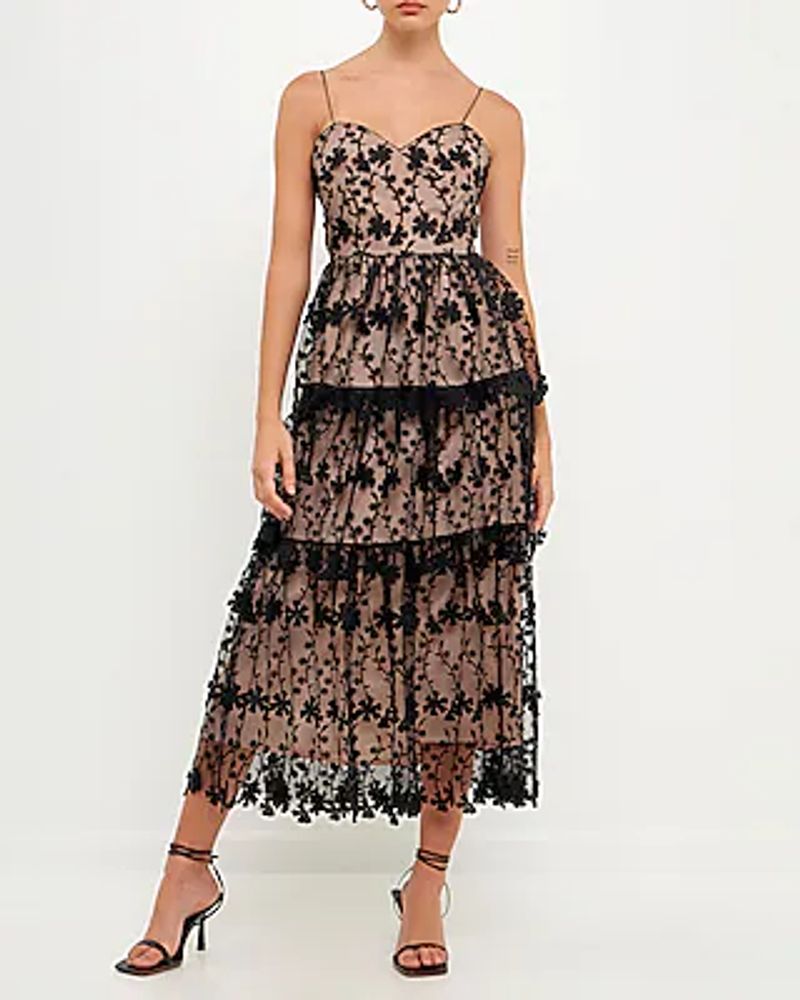 Cocktail & Party Endless Rose Crochet Layered Midi Dress Women's