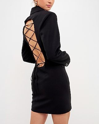 Cocktail & Party Endless Rose Collared Open Back Mini Dress Black Women's S
