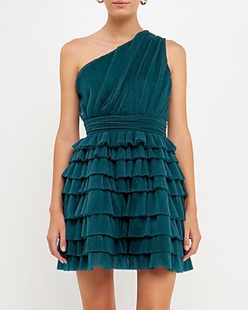 Cocktail & Party Endless Rose Tiered Tulle Mini Dress Blue Women's XS