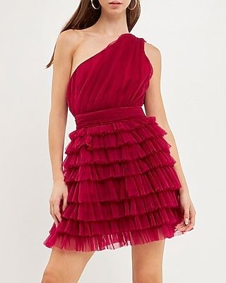Cocktail & Party Endless Rose Tiered Tulle Mini Dress Red Women's M