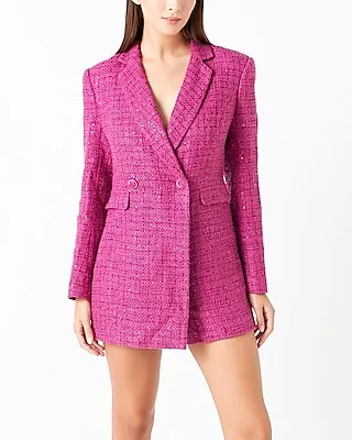 Cocktail & Party Endless Rose Premium Tweed Blazer Romper Purple Women's L