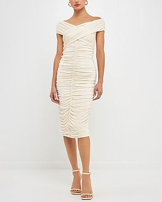 Cocktail & Party Endless Rose Draped Knit Midi Dress White Women's S