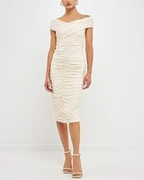 Cocktail & Party Endless Rose Draped Knit Midi Dress White Women's L