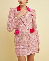 Work,Cocktail & Party Endless Rose Premium Tweed Blazer Mini Dress Pink Women's