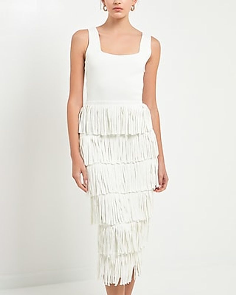 Cocktail & Party Endless Rose Knit Fringe Midi Dress