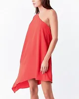 Cocktail & Party Endless Rose Shoulder Pintucked Asymmetrical Mini Dress Red Women's S