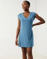 Casual Upwest Clean Cotton Jersey V-Neck Mini Dress Women