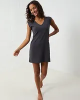 Casual Upwest Clean Cotton Jersey V-Neck Mini Dress Gray Women's L