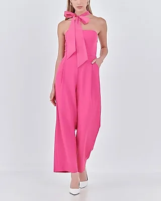 Cocktail & Party Endless Rose Front Tie Strapless Jumpsuit Pink Women's M