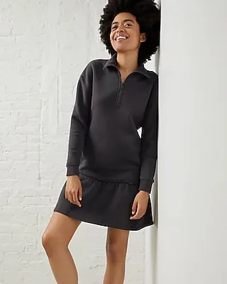 Casual Upwest Super Soft Sweatshirt Mini Dress Black Women's XS