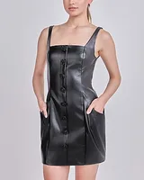 Cocktail & Party Endless Rose Faux Leather Buttoned Mini Dress Black Women's L