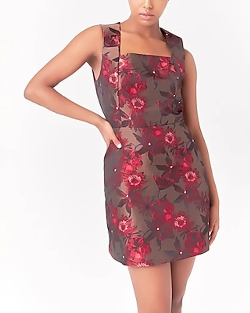 Express Cocktail & Party Endless Rose Sleeveless Floral Jacquard Mini Dress  Multi-Color Women's S | Foxvalley Mall