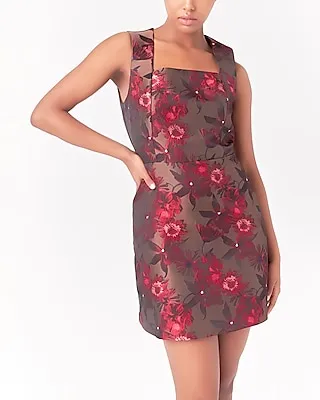 Cocktail & Party Endless Rose Sleeveless Floral Jacquard Mini Dress Multi-Color Women's XS