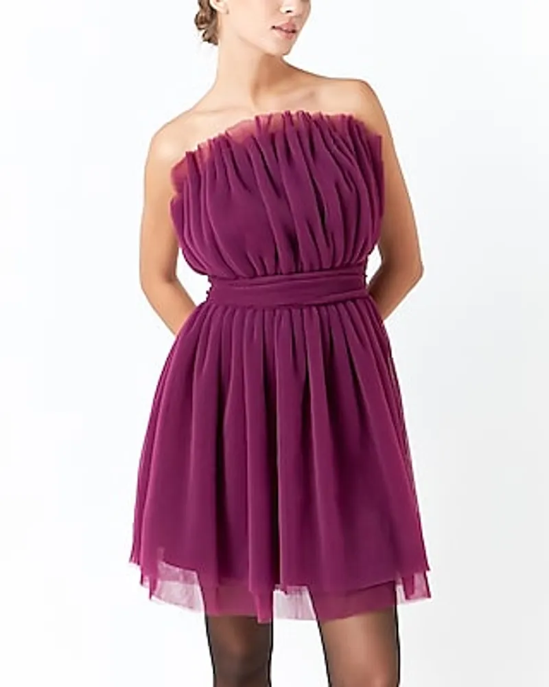 Cocktail & Party Endless Rose Strapless Tulle Mini Dress Purple Women's S