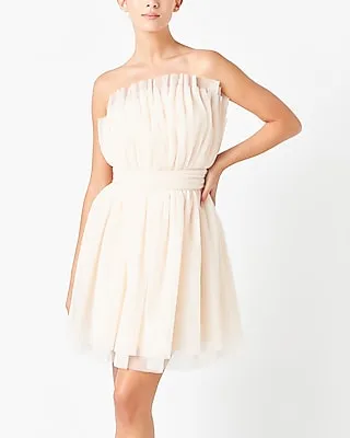 Cocktail & Party Endless Rose Strapless Tulle Mini Dress White Women's M