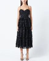 Cocktail & Party Endless Rose Floral Tiered Midi Dress Black Women's M