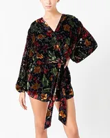 Cocktail & Party Endless Rose Long Sleeve Burnout Velvet Romper Black Women's S