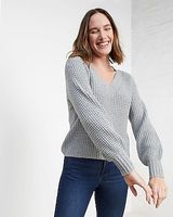 Upwest Boucle V-Neck Sweater Gray Women's M