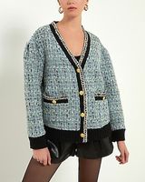 Endless Rose Premium Boucle Oversized Cardigan Blue Women's M