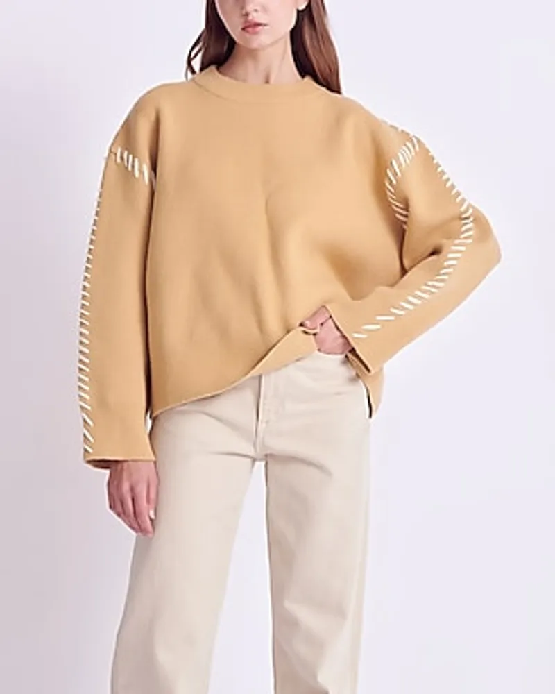 English Factory Whip Stitch Oversized Sweater Neutral Women's XS