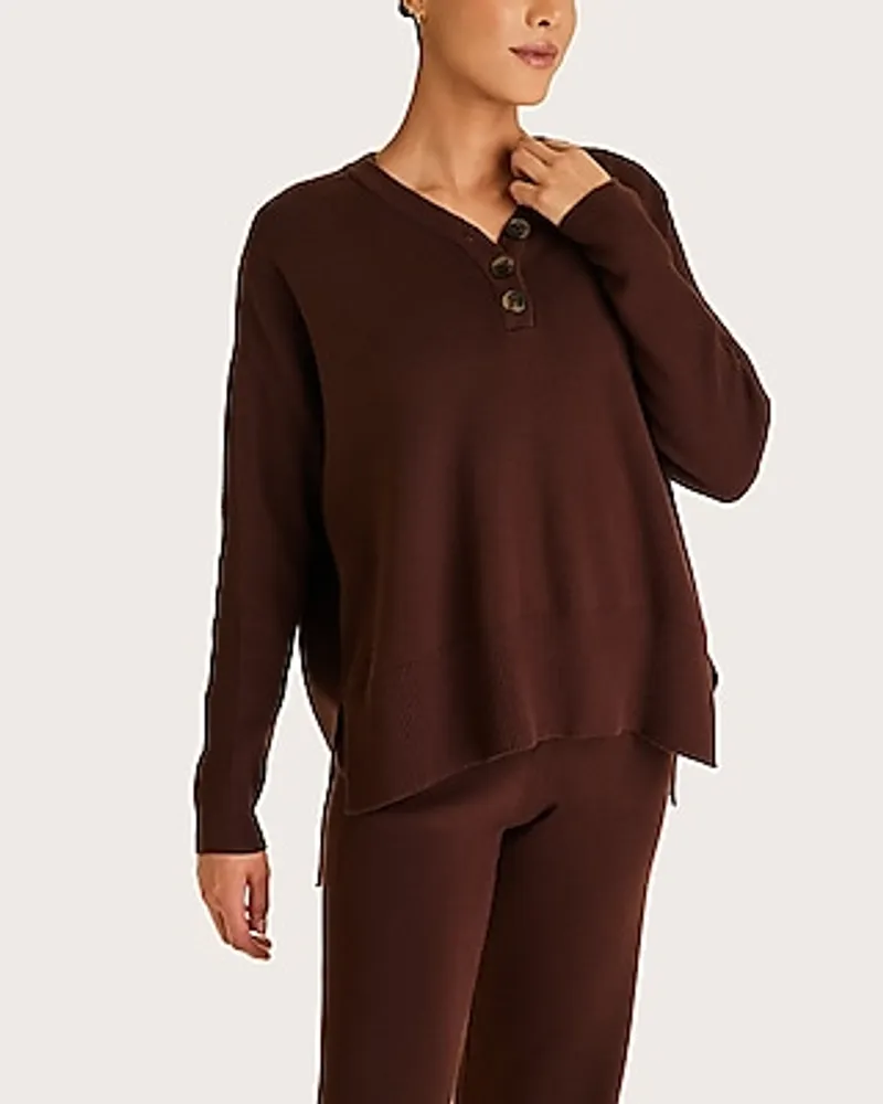 Alala Spencer Oversized Button Front Knit Sweater Brown Women's S