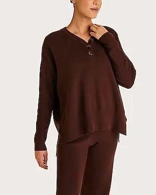 Alala Spencer Oversized Button Front Knit Sweater Brown Women's S