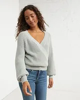 Upwest Weekend Wrap Cropped Sweater Gray Women's M