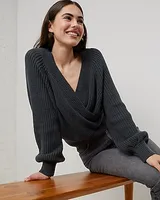 Upwest Weekend Wrap Cropped Sweater Gray Women's XS