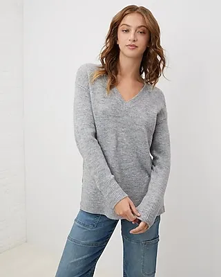 Upwest Comfy V-Neck Relaxed Sweater Gray Women's L