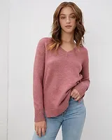 Upwest Comfy V-Neck Relaxed Sweater Pink Women's M