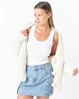 Grey Lab Chunky Knit Oversized Cardigan White Women's M/L