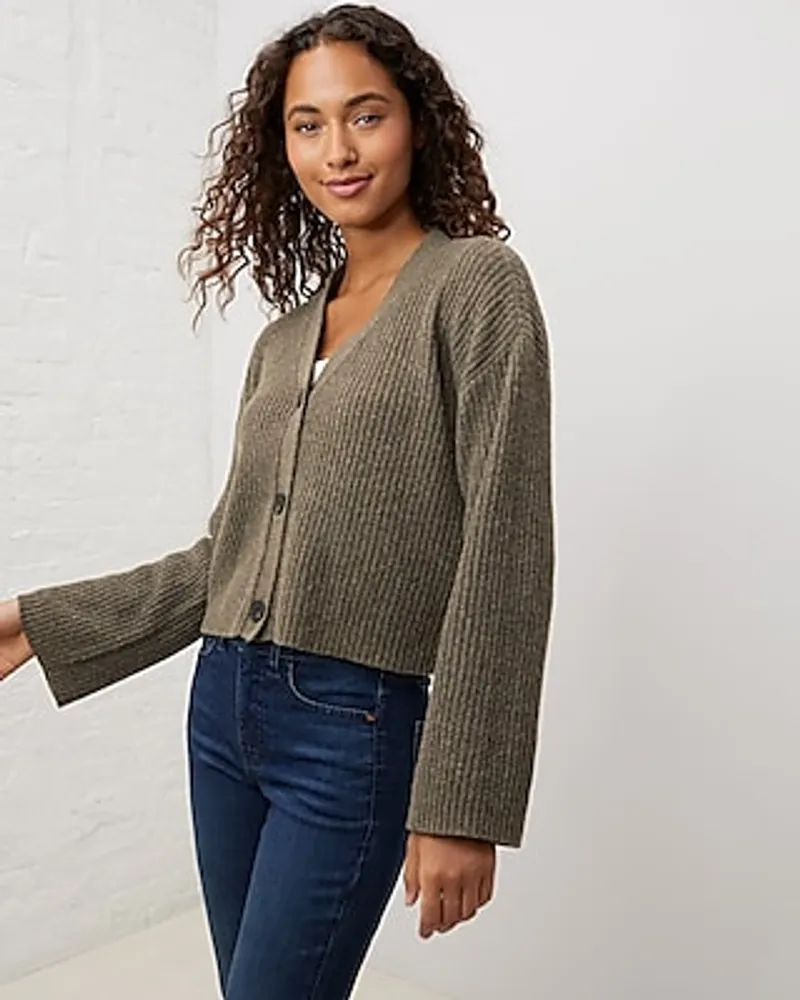 Upwest Comfy Cropped Rib Cardigan Brown Women's