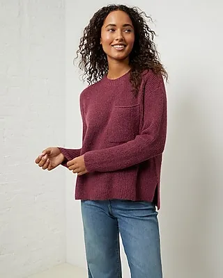 Upwest Comfy Crewn Neck Pocket Relaxed Sweater Purple Women's L