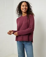 Upwest Comfy Crewn Neck Pocket Relaxed Sweater Purple Women's S