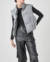 Grey Lab Knit Cropped Puffer Vest Women's