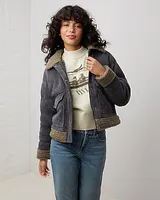 Upwest Corduroy Bomber Sherpa Jacket Gray Women's S