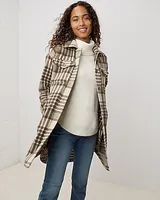 Upwest Brushed Flannel Plaid Shacket Brown Women's