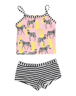 Girls Two-piece Zebra Crossing Tankini Set