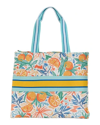 Tropical Large Canvas Fruit Print Tote for Women