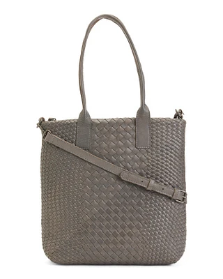 Leather Woven Tote for Women