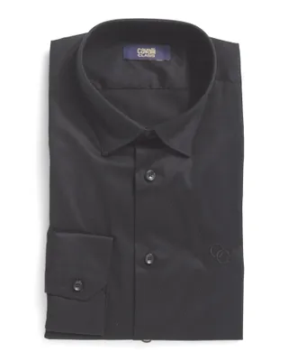 Slim Fit New Textured Solid Stretch Dress Shirt for Men