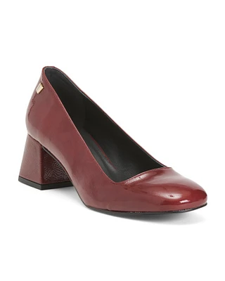 Patent Leather Square Toe Block Heel Pumps for Women