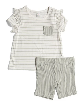 Toddler Girls 2pc Top And Knit Shorts Set