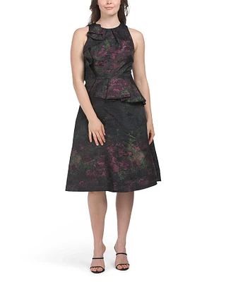 Inga Floral Jacquard Ruffle Dress for Women