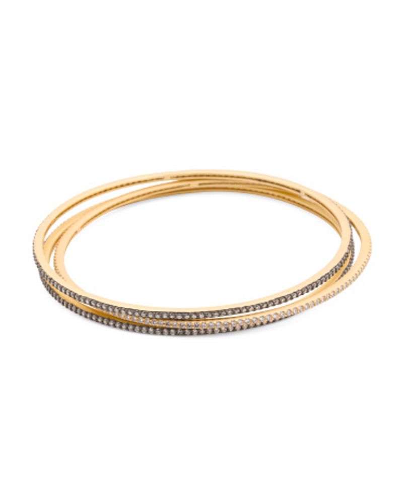 TJMAXX 14Kt Gold Plated Pave Bangle Bracelet Set | Brazos Mall