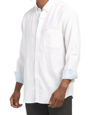 Linen Blend Long Sleeve Shirt For Men