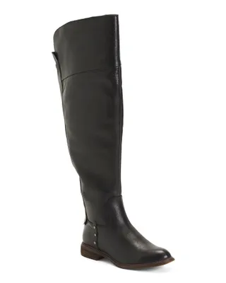 Leather Haleen Wide Calf High Shaft Boots For Women