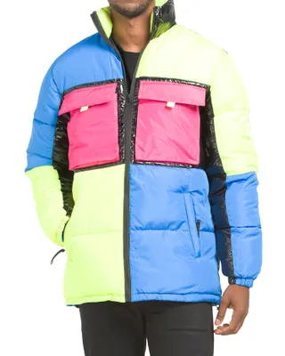Color Block Puffer Jacket For Men