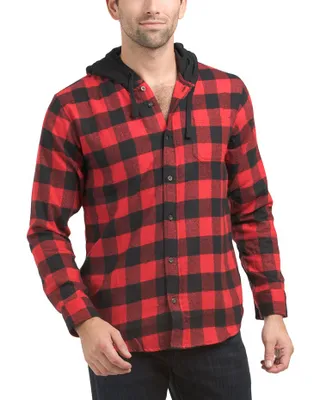 Long Sleeve Hooded Flannel Top For Men