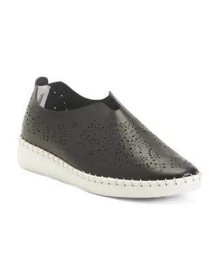 Leather Comfort Perforated Flats For Women